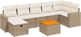 vidaXL Juego De Sof&aacute;s De Jard&iacute;n Con Cojines Beige 8 Pzas Rat&aacute;n Pe Vidaxl