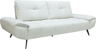 Vente-Unique Sof&aacute; de 3 plazas de tela texturizada blanco marfil con respaldo avanzable-reclinable KELOPA