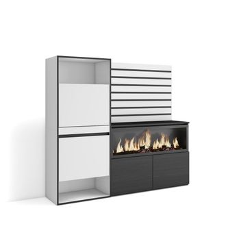 Skraut Home Skraut Home - Zapatero, Armario Zapatos Botas, 167x145x35 Cm, Dormitorio, Habitaci&oacute;n, Chimenea El&eacute;ctrica Xxl, Listones Decorativos, Estilo Moderno, Bl