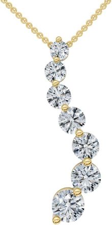 Pompeii3 1/2 - 3 Ct Diamond 7-Stone Journey Pendant 14k Gold Necklace Lab Grown