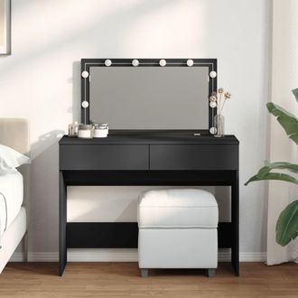 Berkfield Home Dressing Table with LED Black 100x40x120 cm | Size: 100 x 40 x 120 cm