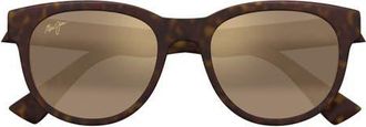 Maui Jim Maoli 52mm PolarizedPlus2 Round Sunglasses in Matte Dark Havana at Nordstrom
