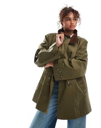 Asos Trench cerato verde oliva con fodera trapuntata