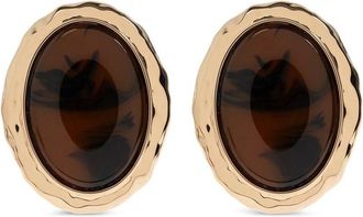 Self Portrait Hammered Gold Tiger Eye Earrings