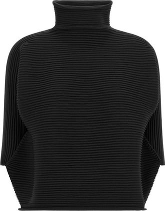 Issey Miyake Zig Zag Gebreide Top - Dames - Coltruien - Zwart - ONE Size - Polyester - Truien & Vesten