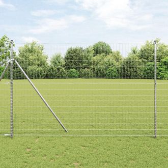 Berkfield Home Euro Fence with 7 Posts 1.6x10 m Galvanised Steel in Silver