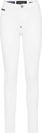 Philipp Plein Jeans, Dames, Wit, W30, Denim, Denim High Waist Jegging Logo