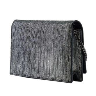Saint Laurent Pre-owned Metallic Suede Crossbody Bag - Dames - Pre-owned - Grijs - Maat: ONE Size Su&egrave;de