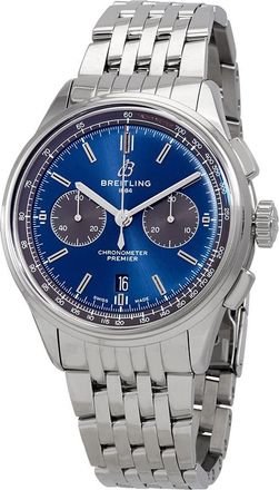 Breitling Pre-owned Breitling Premier Chronograph Automatic Blue Dial Mens Watch AB0118A61C1A1