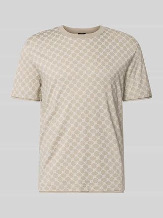 Joop T-Shirt mit Logo-Muster und Rundhalsausschnitt in Beige, Gr&ouml;&szlig;e XXXL