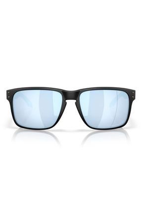 Oakley Holbrook XXL 61mm Polarized Rectangle Sunglasses in Matte Black /Prizm Deep Water at Nordstrom