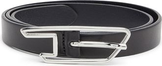 Diesel 2cm belt in pull-up leather with D buckle - Belts - Woman - Black