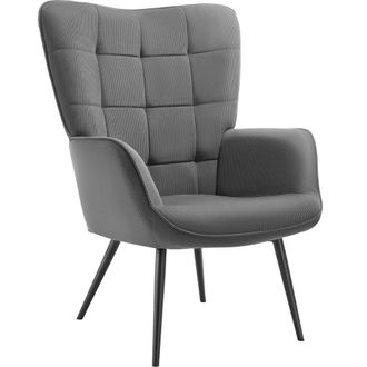 TecTake Armchair Hygge - Fine Cord Anthracite/Black in Dark Grey