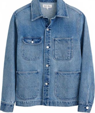 Alex Mill Mens Garment Dyed Work Jacket In Recycled Denim