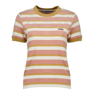 Prada T-Shirts, female, Pink, Size: S Striped T-shirt