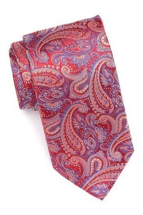 Eton Paisley Print Silk Tie in Red at Nordstrom Rack