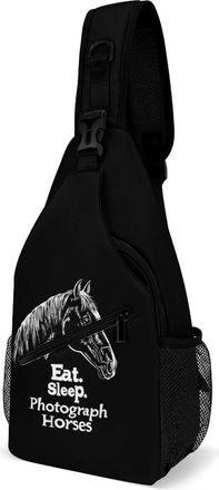 Generic Eat Sleep Photograph Horse Mens Crossbody Chest Sling Bag for Travel Hiking Lightweight Shoulder Bags with Small Side