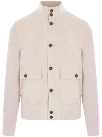 Eleventy suede jacket - men - Sheep Suede/Cotton - 54 - Neutrals
