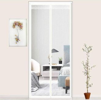 OEM Mosquitera Magn&eacute;tica Para Puertas Y Ventanas De 120 X 220 Cm, Malla Ultrafina, Protecci&oacute;n Contra Mosquitos, Tira Adhesiva Incluida, Color Blanco