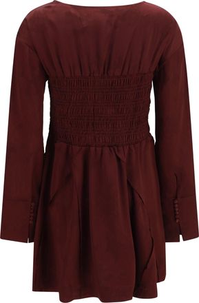 Ganni Womens Long-Sleeve Satin Mini Dress Port Royale Acetate; Polyester