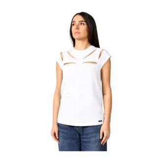 Elisabetta Franchi Tops, Dames, Wit, S, Katoen, T-shirts