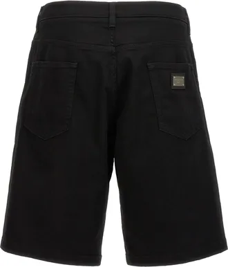 Dolce & Gabbana Cotton Denim Bermuda Shorts - Black