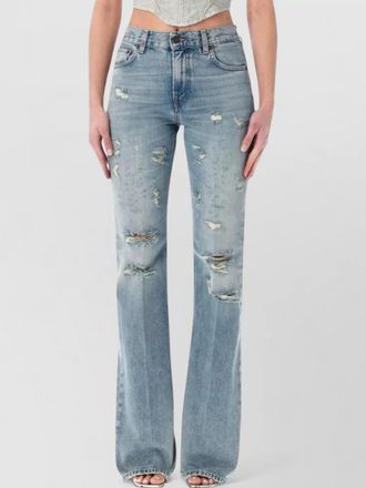 Haikure flora broken straight leg mid rise jeans