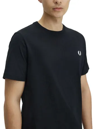 Fred Perry Logo-Embroidered Cotton T-Shirt - Black