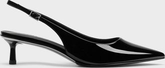 Charles & Keith Curtis Patent Slingback Kitten Heels