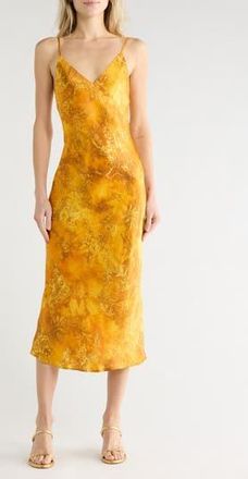 L'agence Seridie Jungle Silk Slipdress in Gold Jungle Toile at Nordstrom Rack, Size 10