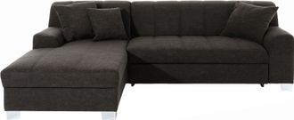 Domo Collection Ecksofa »Turah incl. Zierkissen, moderne Steppung, auch in Leder« wahlweise mit Bettfunktion, Schlafsofa, B/T/H: 239/152/75 cm, L-Form