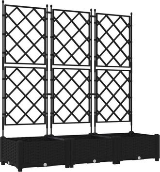 vidaXL Vidaxl - Garden Planter with Trellis 3 pcs Black 120 x 40 x 125.5 cm pp