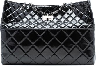 Chanel Pre-owned Womens Quilted Patent Reissue 2.55 Tote - Black Leather - One Size
