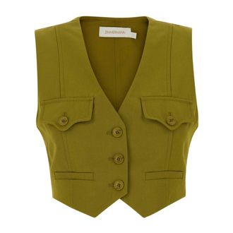 Zimmermann Vests, female, Green, Size: M Luna Wool Waistcoat