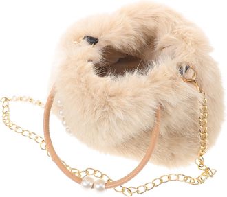 SOLUSTRE DRESSOOS Large Capacity Fuzzy Tote Bag for Women with Faux, Pearl Chain Shoulder Strap, Plush Handbag Crossbody Purse for Winter Party and Daily Use