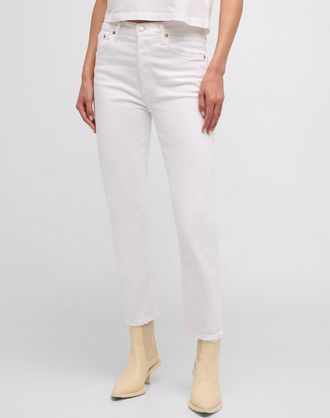 A Gold E Riley High-Rise Straight Cropped Denim Jeans