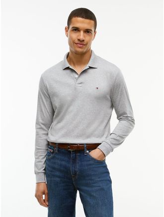 Tommy Hilfiger Mens Regular Fit Long-Sleeve Polo - Grey Heather - XXL