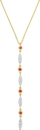 Mimi & Max 1/5ct TDW Diamond & 1/6 TGW Ruby Lariat Necklace in 10k Yellow Gold - 16.5 in