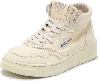 Autry Mid Denim Vintage Effect Schoenen - Dames - Sneakers - Wit - 37 EU - Denim - Schoenen