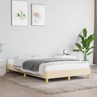 vidaXL Estructura De Cama Sin Colch&oacute;n Tela Crema 120x200 Cm Vidaxl