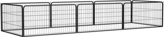 vidaXL Jaula Perros 8 Paneles Acero Recubierto Polvo Negro 100x50 Cm Vidaxl