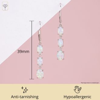 MAX + STONE 925 Sterling Silver 3 Stone Gemstone Leverback Dangle Earrings