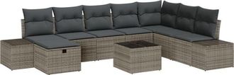 vidaXL Garden Sofa Set with Cushion 9 pcs Grey Poly rattan Vidaxl