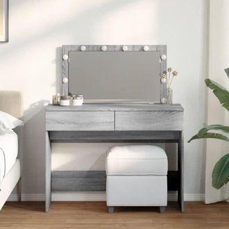 Berkfield Home Dressing Table with LED Grey Sonoma 100x40x120 cm | Size: 100 x 40 x 120 cm