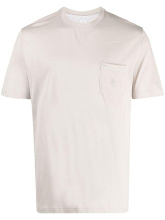 Eleventy logo-embroidered cotton T-shirt - men - Cotton - M - Brown