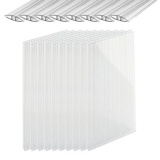 Relaxdays Juego De 10 Paneles Alveolares Relaxdays Con Conectores En H, 6 Mm, Para Invernadero, 121 X 60,5 Cm, Transparentes