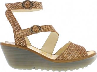 FLY London Womens Yisk Wedge Sandal In Tan/camel