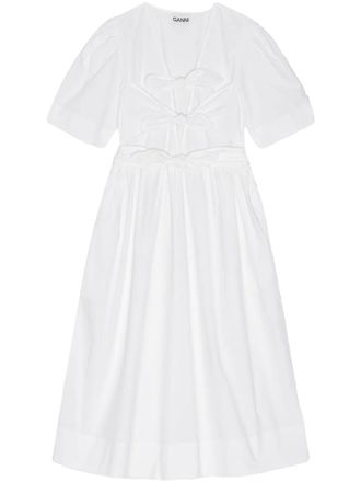 Ganni bow-detailing dress - women - Elastane/Cotton - 34 - White