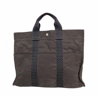 Herm&egrave;s Gray Canvas Tote Bag (Pre-Owned)