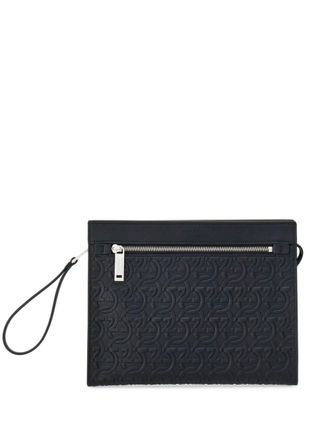 Ferragamo Clutch con logo goffrato Gancini - Nero